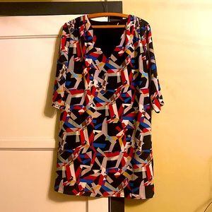 EUC Traffic People multicolor modern shift dress L